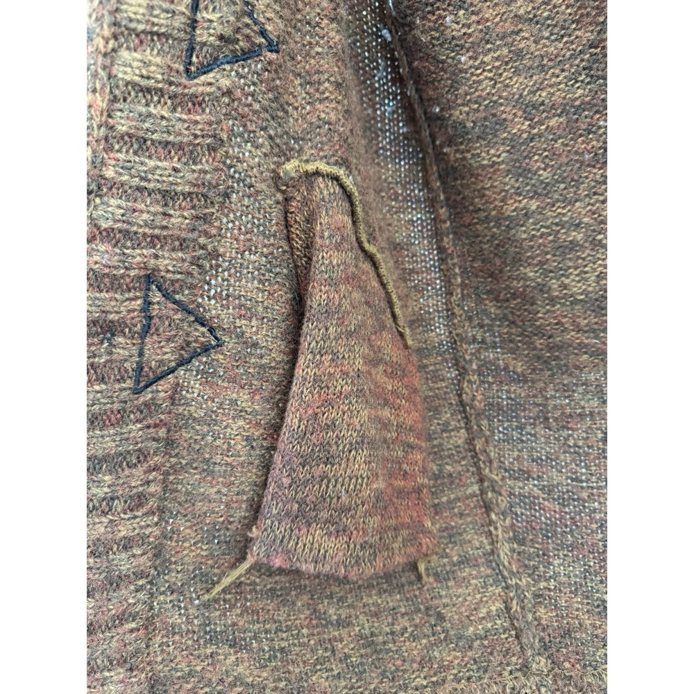 Vintage 1980s Tony Lambert Cardigan Sweater Shawl Collar Leather Fall Leaves S - Picture 6 of 9